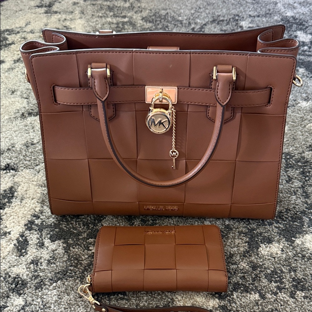 Michael Kors Tan Satchel and Wallet Set